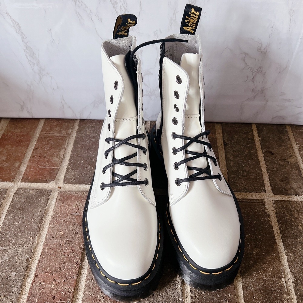 Dr. Martens Jadon 8-Eye Platform Combat Boot White Leather Womens US 6 - Picture 5 of 12